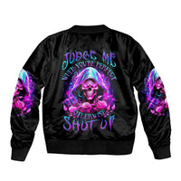Fire Skull Bomber Jacket Judge Me When You're Perfect Otherwise Shut Up - Wonder Print Shop