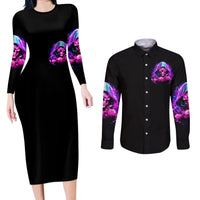 Fire Skull Couples Matching Long Sleeve Bodycon Dress and Long Sleeve Button Shirts Judge Me When You're Perfect Otherwise Shut Up - Wonder Print Shop