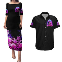 Fire Skull Couples Matching Puletasi Dress and Hawaiian Shirt Judge Me When You're Perfect Otherwise Shut Up - Wonder Print Shop