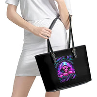Fire Skull Leather Tote Bag Judge Me When You're Perfect Otherwise Shut Up - Wonder Print Shop