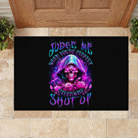 Fire Skull Rubber Doormat Judge Me When You're Perfect Otherwise Shut Up - Wonder Print Shop