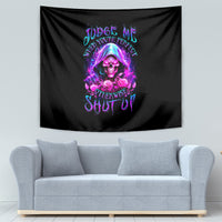 Fire Skull Tapestry Judge Me When You're Perfect Otherwise Shut Up - Wonder Print Shop