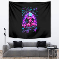 Fire Skull Tapestry Judge Me When You're Perfect Otherwise Shut Up - Wonder Print Shop
