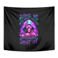 Fire Skull Tapestry Judge Me When You're Perfect Otherwise Shut Up - Wonder Print Shop