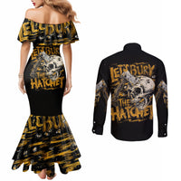 Axe Skull Couples Matching Mermaid Dress and Long Sleeve Button Shirts Let's Bury The Hatchet DT01