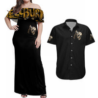 Axe Skull Couples Matching Off Shoulder Maxi Dress and Hawaiian Shirt Let's Bury The Hatchet - Wonder Print Shop