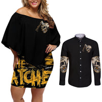 Axe Skull Couples Matching Off Shoulder Short Dress and Long Sleeve Button Shirts Let's Bury The Hatchet - Wonder Print Shop