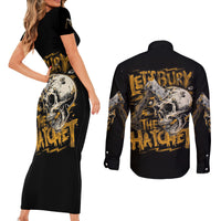 Axe Skull Couples Matching Short Sleeve Bodycon Dress and Long Sleeve Button Shirts Let's Bury The Hatchet - Wonder Print Shop
