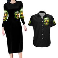 Thunder Skull Couples Matching Long Sleeve Bodycon Dress and Hawaiian Shirt My Demon Hide Inside My Head - Wonder Print Shop