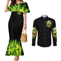 Thunder Skull Couples Matching Mermaid Dress and Long Sleeve Button Shirts My Demon Hide Inside My Head DT01
