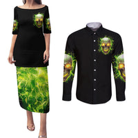 Thunder Skull Couples Matching Puletasi Dress and Long Sleeve Button Shirts My Demon Hide Inside My Head - Wonder Print Shop