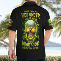 Thunder Skull Hawaiian Shirt My Demon Hide Inside My Head - Wonder Print Shop