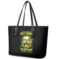Thunder Skull Leather Tote Bag My Demon Hide Inside My Head - Wonder Print Shop