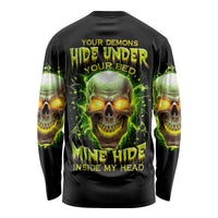 Thunder Skull Long Sleeve Shirt My Demon Hide Inside My Head - Wonder Print Shop