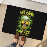 Thunder Skull Rubber Doormat My Demon Hide Inside My Head - Wonder Print Shop