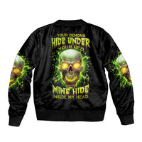 Witch Skull Sleeve Zip Bomber Jacket Into Darkness To Lose Our Mind And Find Our Souls - Wonder Print Shop