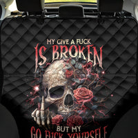 Rose Skull Back Car Seat Cover My Give A Fuck Is Broken But My Go Fuck Yourself Is Functional - Wonder Print Shop