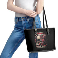 Rose Skull Leather Tote Bag My Give A Fuck Is Broken But My Go Fuck Yourself Is Functional - Wonder Print Shop