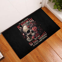 Rose Skull Rubber Doormat My Give A Fuck Is Broken But My Go Fuck Yourself Is Functional - Wonder Print Shop