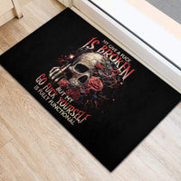 Rose Skull Rubber Doormat My Give A Fuck Is Broken But My Go Fuck Yourself Is Functional - Wonder Print Shop