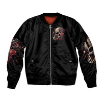 Zombie Skull Sleeve Zip Bomber Jacket I Never Alone My Demon With Me 24/7 - Wonder Print Shop