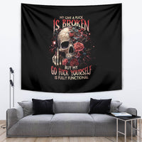 Rose Skull Tapestry My Give A Fuck Is Broken But My Go Fuck Yourself Is Functional - Wonder Print Shop