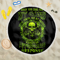 Gun Skull Beach Blanket When You Come For My Gun Expect An Appropriate Response - Wonder Print Shop