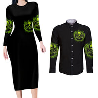 Gun Skull Couples Matching Long Sleeve Bodycon Dress and Long Sleeve Button Shirts When You Come For My Gun Expect An Appropriate Response - Wonder Print Shop