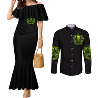 gun-skull-couples-matching-mermaid-dress-and-long-sleeve-button-shirts-when-you-come-for-my-gun-expect-an-appropriate-response