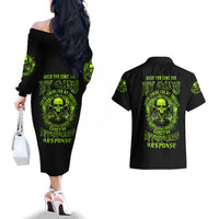 Gun Skull Couples Matching Off The Shoulder Long Sleeve Dress and Hawaiian Shirt When You Come For My Gun Expect An Appropriate Response - Wonder Print Shop