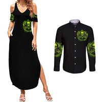 Gun Skull Couples Matching Summer Maxi Dress and Long Sleeve Button Shirts When You Come For My Gun Expect An Appropriate Response - Wonder Print Shop