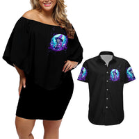 Witch Skull Couples Matching Off Shoulder Short Dress and Hawaiian Shirt My Mother Didn't Raise A Princess She Trained A Witch - Wonder Print Shop