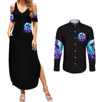 Witch Skull Couples Matching Summer Maxi Dress and Long Sleeve Button Shirts My Mother Didn't Raise A Princess She Trained A Witch - Wonder Print Shop