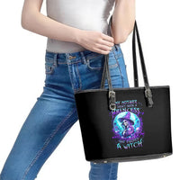 Witch Skull Leather Tote Bag My Mother Didn't Raise A Princess She Trained A Witch - Wonder Print Shop