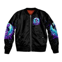 Witch Skull Sleeve Zip Bomber Jacket My Mother Didn't Raise A Princess She Trained A Witch - Wonder Print Shop