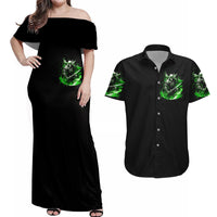 Warrior Skull Couples Matching Off Shoulder Maxi Dress and Hawaiian Shirt Of Course I'm Going To Hell Just Pick You Up - Wonder Print Shop