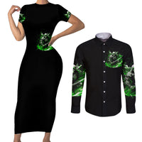 Warrior Skull Couples Matching Short Sleeve Bodycon Dress and Long Sleeve Button Shirts Of Course I'm Going To Hell Just Pick You Up - Wonder Print Shop