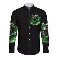 Warrior Skull Long Sleeve Button Shirt Of Course I'm Going To Hell Just Pick You Up - Wonder Print Shop