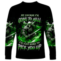 Warrior Skull Long Sleeve Shirt Of Course I'm Going To Hell Just Pick You Up - Wonder Print Shop