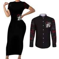 Love Skull Couples Matching Short Sleeve Bodycon Dress and Long Sleeve Button Shirts Once Upon A Time I Love You Forever And Always - Wonder Print Shop