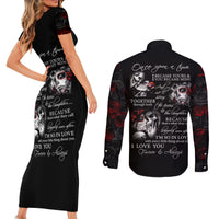 Love Skull Couples Matching Short Sleeve Bodycon Dress and Long Sleeve Button Shirts Once Upon A Time I Love You Forever And Always - Wonder Print Shop