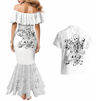 Art Skull Couples Matching Mermaid Dress and Hawaiian Shirt Rock Paper Scissors Throat Punch I Win - Wonder Print Shop