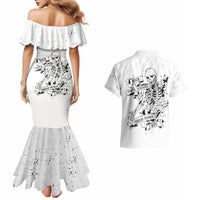 Art Skull Couples Matching Mermaid Dress and Hawaiian Shirt Rock Paper Scissors Throat Punch I Win - Wonder Print Shop