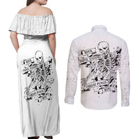 Art Skull Couples Matching Off Shoulder Maxi Dress and Long Sleeve Button Shirts Rock Paper Scissors Throat Punch I Win - Wonder Print Shop