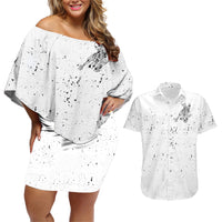 Art Skull Couples Matching Off Shoulder Short Dress and Hawaiian Shirt Rock Paper Scissors Throat Punch I Win - Wonder Print Shop