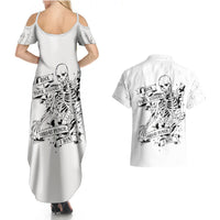 Art Skull Couples Matching Summer Maxi Dress and Hawaiian Shirt Rock Paper Scissors Throat Punch I Win - Wonder Print Shop