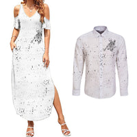 Art Skull Couples Matching Summer Maxi Dress and Long Sleeve Button Shirts Rock Paper Scissors Throat Punch I Win - Wonder Print Shop