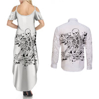 Art Skull Couples Matching Summer Maxi Dress and Long Sleeve Button Shirts Rock Paper Scissors Throat Punch I Win - Wonder Print Shop