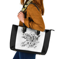 Art Skull Leather Tote Bag Rock Paper Scissors Throat Punch I Win - Wonder Print Shop