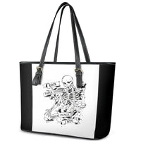 Art Skull Leather Tote Bag Rock Paper Scissors Throat Punch I Win - Wonder Print Shop
